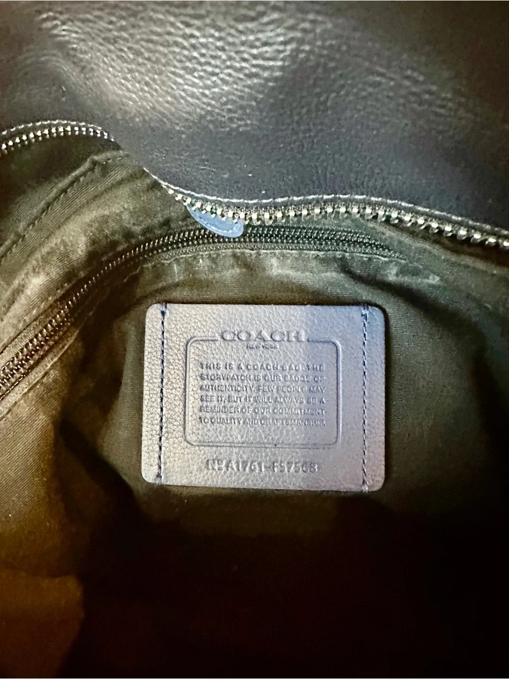 Coach Vintage Blue Navy Color Block Leather Perry Business Tote with Black Trim - Picture 12 of 16